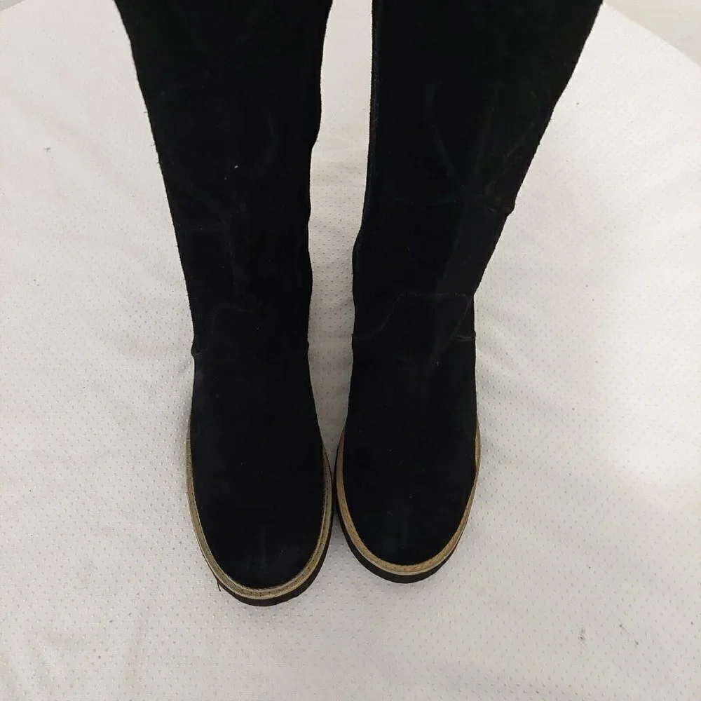 Inca Boot Company Electra Zora Over-The-Knee  Suede Embroidered Boots Black Sz 9